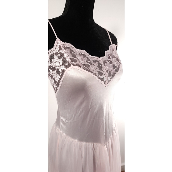 Vintage Beth Michaels Satin Nightgown with Sheer Robe Pink Sz Small - Picture 7 of 10